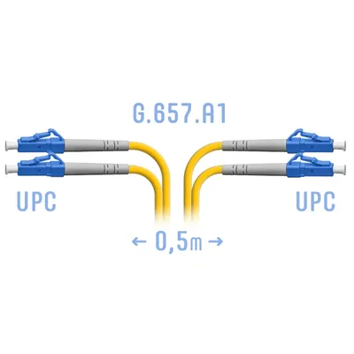 Патч-корд оптический SNR SNR-PC-LC/UPC-DPX-A-0.5m, LC/UPC-LC/UPC, Duplex, SM, 0.5м