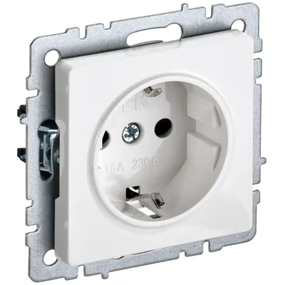 Розетка IEK BRITE BR-R14-16-K01, 16 А, 230 В, с заземлением, со шторками, белая