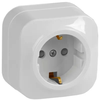 Розетка IEK GLORY РСш20-3-ХБ ERH14-K01-16, 1-местная, 16 А, 250 В, с заземлением, белая