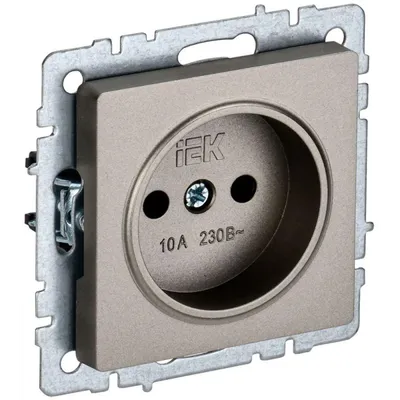 Розетка IEK BRITE РС10-1-0-БрШ, 1-местная, 10 А, без заземления, шампань