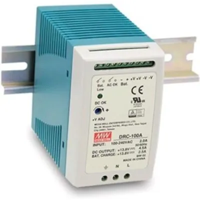 Блок питания MeanWell DRC-100A, 100 Вт, 13,8 В/4,5 А, ИБП, DIN-рейка
