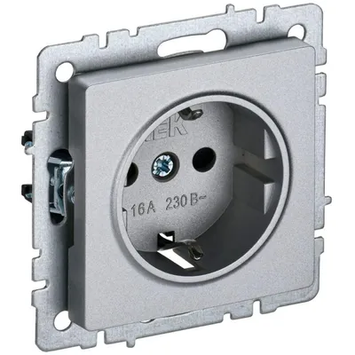 Розетка IEK BR-R11-16-K47 BRITE, 1-местная, с заземлением, 16 А, алюминий
