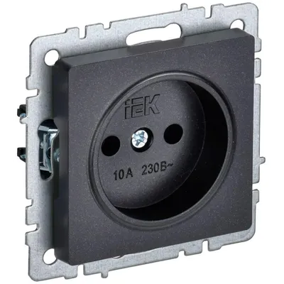 Розетка IEK BRITE BR-R10-10-K02, 1-местная, без заземления, 10 А, чёрная