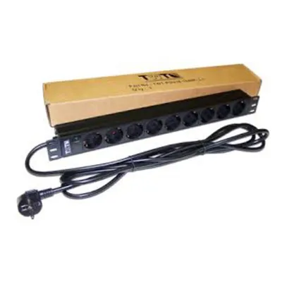 Блок распределения питания LANMASTER TWT-PDU19-16A9P-3.0, 19", 9×Schuko, 16 А, 3 м