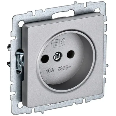 Розетка IEK BRITE РС10-1-0-БрА (BR-R10-10-K47), 1-местная, 10 А, 230 В, без заземления, алюминий