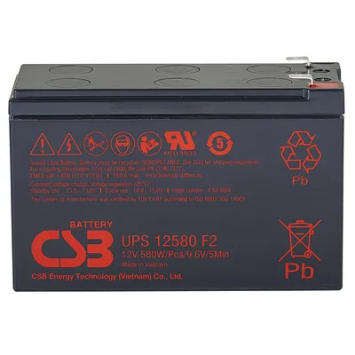 Аккумулятор CSB UPS12580 F2, 12 В, 9.4 А·ч, клеммы F2