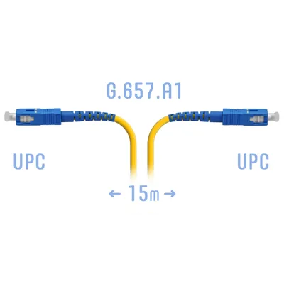 Патч-корд оптический SNR SNR-PC-SC/UPC-A-15m, SC/UPC-SC/UPC, SM G.657.A1, 15 м