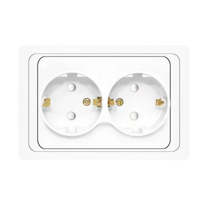 Розетка Universal В0128x, 2-местная, 16А, с заземл., со шторками, белая