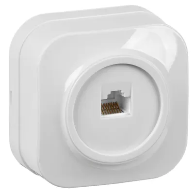 Розетка IEK EKH10-K01 (GLORY РК10-ХБ), RJ45 Cat.5e, 1 пост, открытый монтаж, IP20, белая