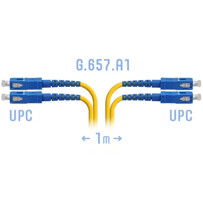 Патч-корд оптический SNR SNR-PC-SC/UPC-DPX-A-1m, SM G.657.A1, SC/UPC-SC/UPC, duplex, LSZH, 1 м