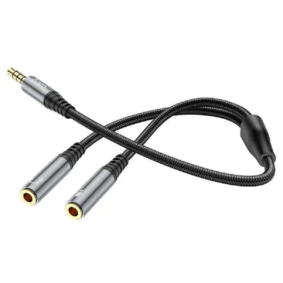 Аудио-переходник Hoco HC-66809, AUX 3.5mm M - 2x3.5mm F, 0.25м, черный