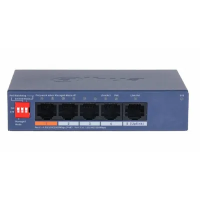 Коммутатор Dahua DH-CS4005-4GT-60, управляемый, 4×1GbE PoE + 1 uplink, 60 Вт