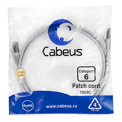 Патч-корд Cabeus PC-FTP-RJ45-Cat.6-1.5m-LSZH, F/UTP cat.6, 2×RJ45, 1.5м, LSZH