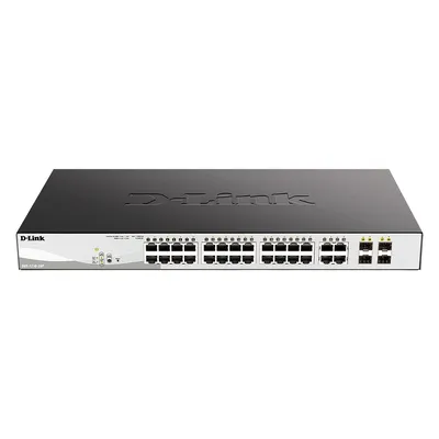 Коммутатор D-Link DGS-1210-28P/F5A, L2, 24×1GbE PoE, 4×SFP, 193W, 1U