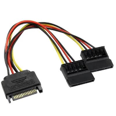 Переходник ORIENT C573, SATA 15pin (M) → 2×SATA 15pin (F)