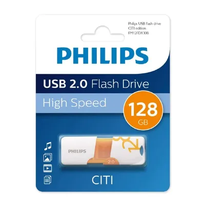 Флешка USB Philips CITI2.0 FM12FD130B/97, 128 ГБ, USB 2.0, USB-A, белая