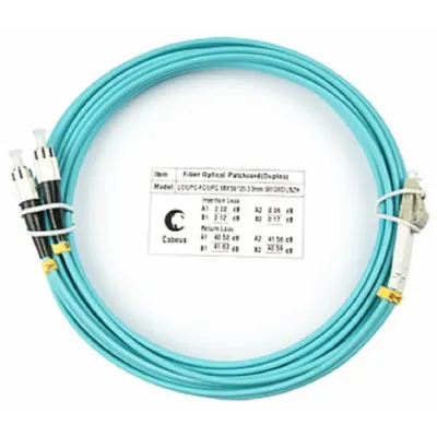 Патч-корд оптический Cabeus FOP-50-LC-FC-5m, duplex LC-FC, OM3, 5 м, LSZH