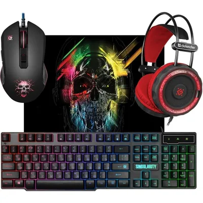 Игровой набор Defender Singularity MKP-118, мышь+клавиатура+коврик, USB