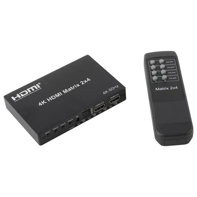 ORIENT HSP0204HN-2.0, HDMI матричный переключатель/разветвитель 2->4 с аудиовыходами, UHD 4K/60Гц (3840x2160), HDR, HDMI 2.0, HDCP 2.2, пульт ДУ, внешний БП 5В/2A, метал.корпус (33266)