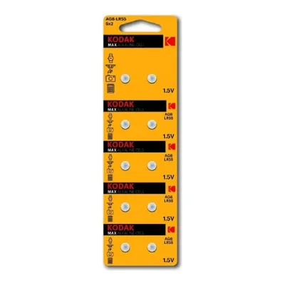 Батарейки Kodak AG8 (391) LR1120, LR55 [KAG8-10] Max Button Cell (100/1000/98000) (10 шт. в уп-ке)