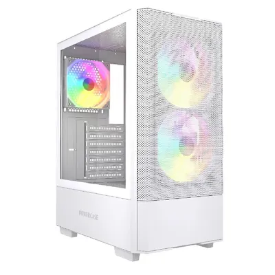 Корпус Powercase CMAYW-A3, ATX, белый, ARGB, 2×140мм+1×120мм