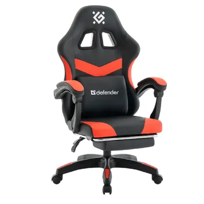 Кресло игровое DEFENDER 64812 Runa PRO, черный/красный, экокожа