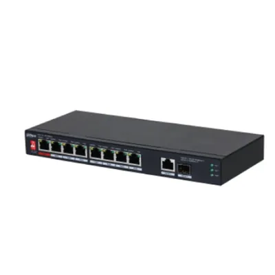Коммутатор Dahua DH-PFS3110-8ET1GT1GF-96, 8×10/100 PoE + 1×1GbE + 1×SFP, 96 Вт
