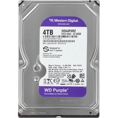 Жёсткий диск Western Digital WD44PURZ, 4ТБ, SATA, 3.5", 128МБ