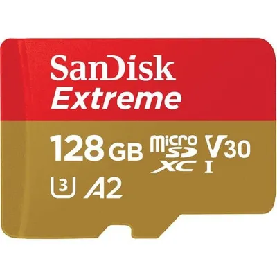 Карта памяти SanDisk Extreme SDSQXAA-128G-GN6MN, microSDXC 128 ГБ, UHS-I U3 V30 A2