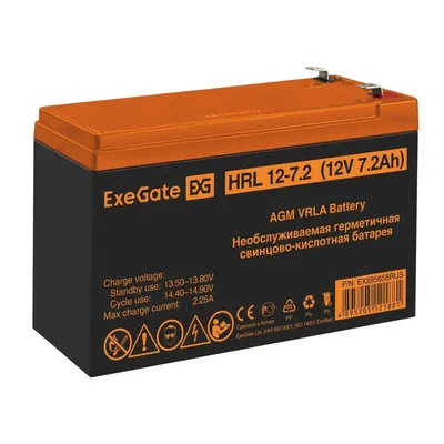 Аккумулятор ExeGate EX285658RUS, 12В, 7.2Ач, клеммы F2