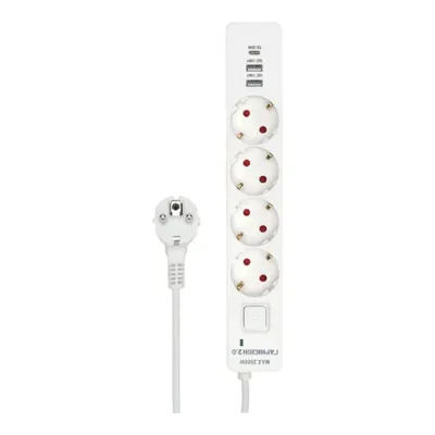 Сетевой фильтр Гарнизон EPS-OP-4-CU2-W-2, 4 розетки, 2×USB, Type-C PD, 2м
