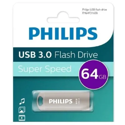 Флеш-накопитель Philips Iron FM64FD165B/97, 64 ГБ, USB 3.2 Gen 1, тип-A, металл