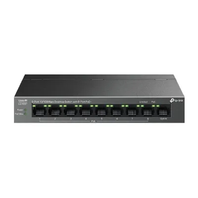 Коммутатор TP-Link LS109P, 9×10/100 Мбит/с, 8 портов PoE+, бюджет 63 Вт