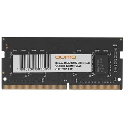 Модуль памяти QUMO QUM4S-16G3200N22, DDR4 SO-DIMM, 16 ГБ, 3200 МГц, CL22