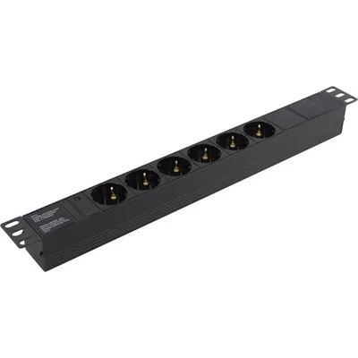Блок розеток Exegate EX280825RUS, 19", 1U, 6×Schuko, C14, черный