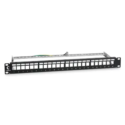 Модульная панель Cabeus PLB-24-SH Модульная патч-панель 19", 24 порта, 1U, для экранированных модулей, с задним кабельным организатором (без модулей)