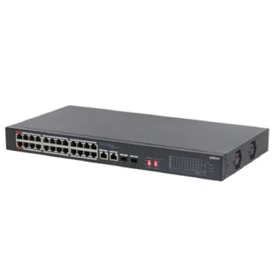 Коммутатор Dahua DH-S3226-24ET-375, 24×FE PoE 370W, 2×Combo GbE/SFP