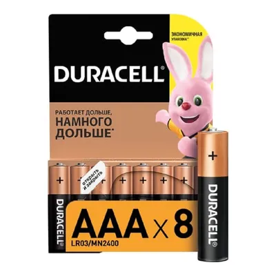 Батарейка Duracell LR03-8BL BASIC AAA (MN2400) (8 шт. в уп-ке)