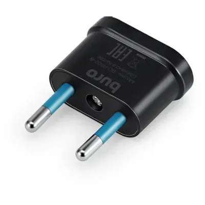 Переходник Buro BU-PA02-B, Europlug-USA, 2.5А, черный