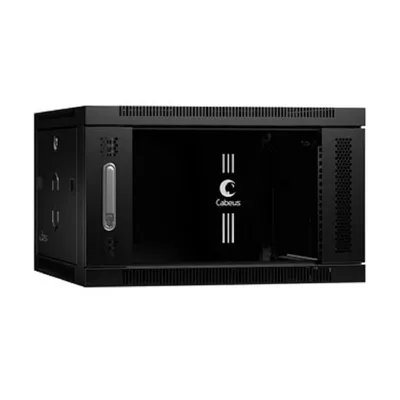 Шкаф телекоммуникационный Cabeus SH-05F-6U60/60-BK, настенный 19", 6U, 600×600×368 мм, стекло, черный