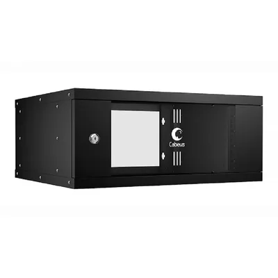 Шкаф телекоммуникационный Cabeus WSC-05D-4U55/45-BK, настенный 19" 4U, стекло, чёрный