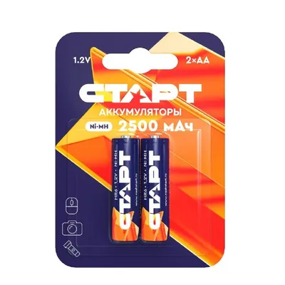 Аккумулятор СТАРТ HR6 AA, Ni-MH, 2500 мАч, 1,2 В, 2 шт.