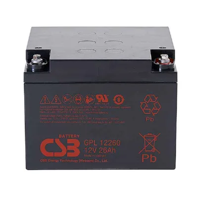 Аккумулятор CSB GPL12260, 12 В, 26 А·ч, AGM, клеммы B3 (болт М5)