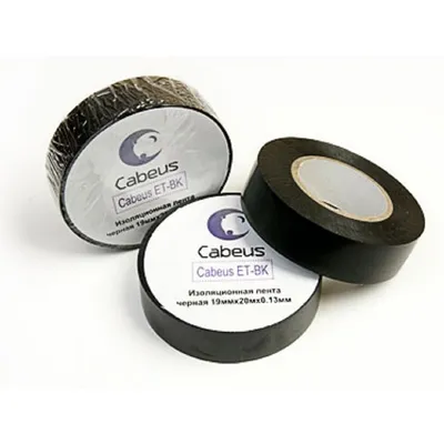 Изолента Cabeus ET-BK, 19 мм×20 м×0.13 мм, черная