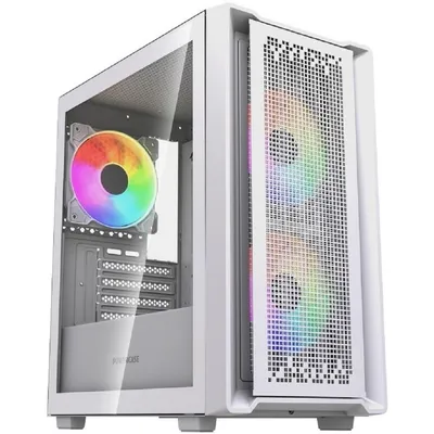 Корпус ПК Powercase CMMSM04W-A3, mATX, белый, TG, 3×120мм ARGB
