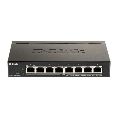 Коммутатор D-Link DGS-1100-08PV2/A4A, 8×1GbE PoE, PoE-бюджет 64 Вт, L2