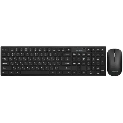 Комплект SVEN KB-C2550W, клавиатура ножничная + мышь, беспроводной, 1000 DPI, чёрный