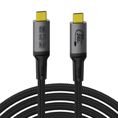Кабель KS-is KS-944B-1, USB-C M – USB-C M, 80Gbps, 240W, 1м