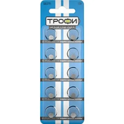 Батарейка Трофи G0 (379) LR521, алкалиновая, 1.55 В, 10 шт.