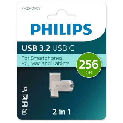 USB-флешка Philips FM25FD145B/97, 256 ГБ, USB 3.2, Type-C, OTG